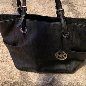 Michael Kors Black Signature Tote with MK Charm